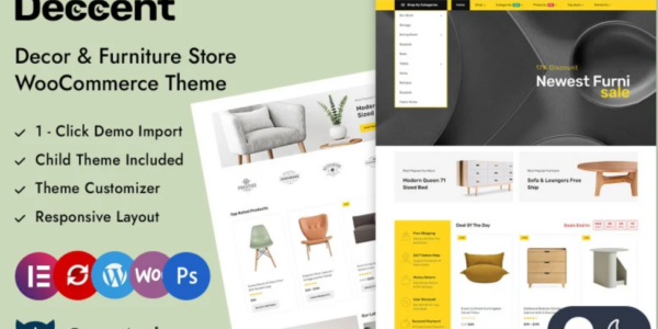 Deccent Furniture and Home Decor Store Elementor WooCommerce Responsive Theme 1.0 GPL Theme