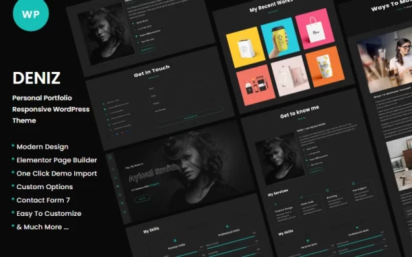 Deniz – Personal Portfolio WordPress Theme 1.1 GPL Theme