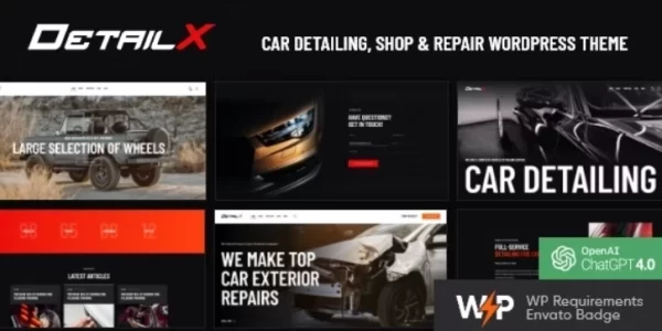 DetailX Car Detailing, Shop Repair WordPress Theme 1.0 GPL Theme
