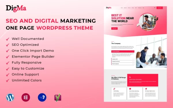 DigMa SEO Digital Marketing One Page WordPress Theme WordPress Theme 1.0 GPL Theme