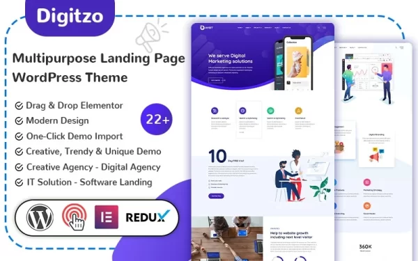 Digitzo Multipurpose Landing Page WordPress Theme 1.0.1 GPL Theme