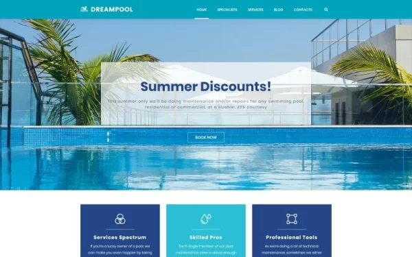 Dream Pool Pool Cleaning Pool Repair WordPress Theme 1.0.0 GPL Theme