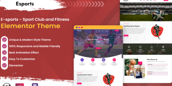 E-sports Sport Club and fitness WordPress Theme 1.0.0 GPL Theme