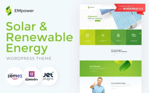 EMpower Solar Renewable Energy WordPress Theme 1.0.1 GPL Theme