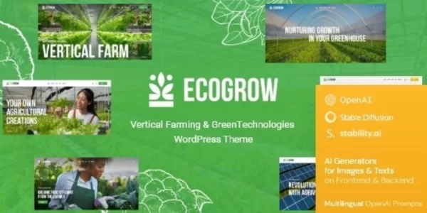 EcoGrow Vertical Farming Green Technologies WordPress Theme + AI 1.0 GPL Theme