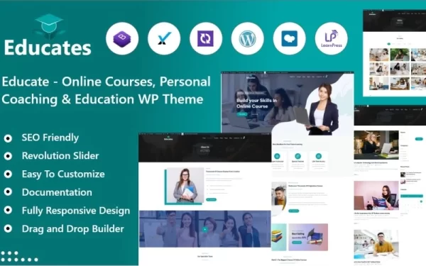 Educatehub Online Courses Education WordPress Theme 1.0.0 GPL Theme