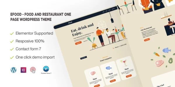 Efood Food and Restaurant One Page WordPress Theme 1.0.0 GPL Theme