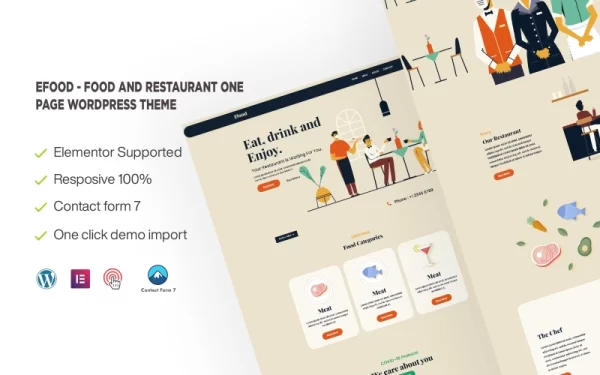 Efood Food and Restaurant One Page WordPress Theme 1.0.0 GPL Theme