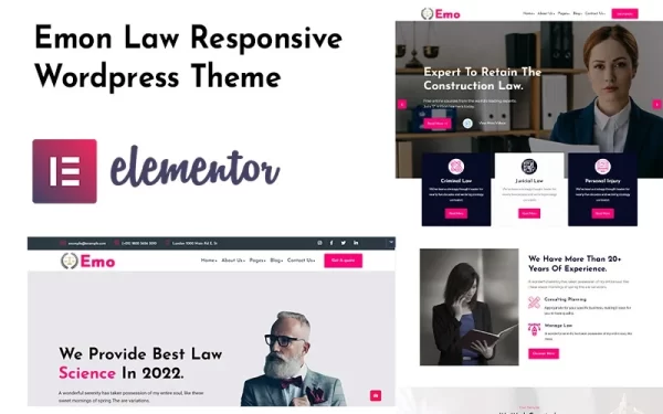Emon Lawyer and Law Firm WordPress Theme 1.0.0 GPL Theme