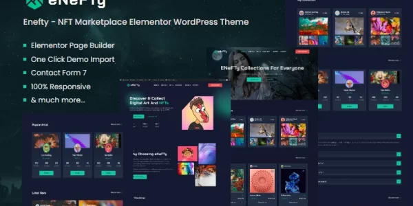 Enefty NFT Marketplace Elementor WordPress Theme 1.0 GPL Theme