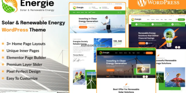 Energie Solar and Renewable Energy WordPress Theme 1.0 GPL Theme