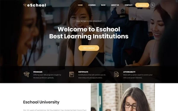 Eschool Education, University School WordPress Theme 1.1.0 GPL Theme