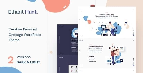 Ethant Hunt Personal Onepage WordPress Theme 1 GPL Theme