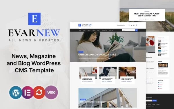EvarNew News Magazine WordPress Theme 1.0.0 GPL Theme
