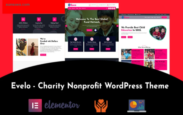 Evelo Children Charity Nonprofit WordPress Theme 1.0.0 GPL Theme