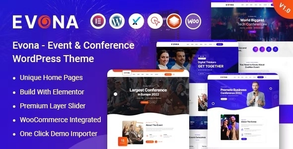 Evona  Event Conference WordPress Theme 1.0 GPL Theme