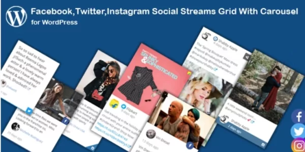 Facebook,Twitter,Instagram Social Stream Grid With Carousel for WordPress 2.0 GPL Plugins