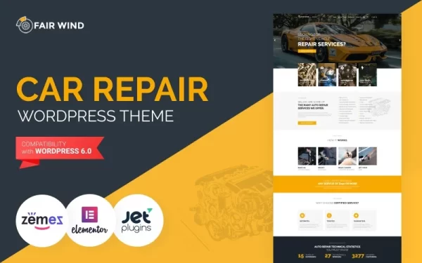 Fair Wind Car Repair Modern WordPress Elementor Theme WordPress Theme 1.0.0 GPL Theme