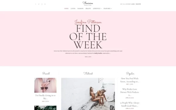 Feminine Woman Blog WordPress Elementor Theme WordPress Theme 1.1.0 GPL Theme