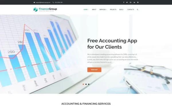 FinanceGroup Accounting Finance Business WordPress Theme 1.0.0 GPL Theme