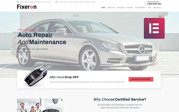 Fixeron Car Repair WordPress Elementor Theme WordPress Theme 1.0.0 GPL Theme