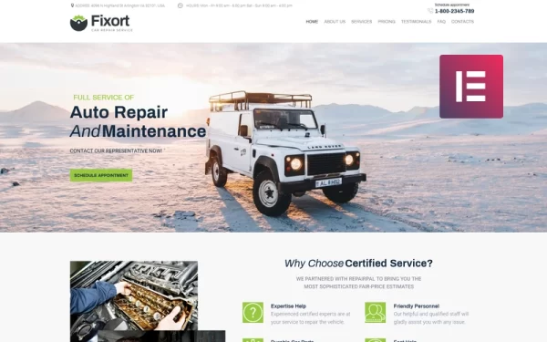 Fixort Car Repair Service WordPress Elementor Theme WordPress Theme 1.0.0 GPL Theme