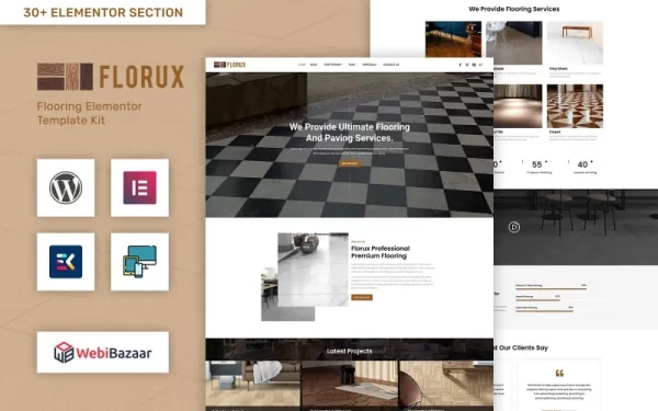 Florux Paving Tiling Services Elementor WordPress WordPress Theme 1.0 GPL Theme