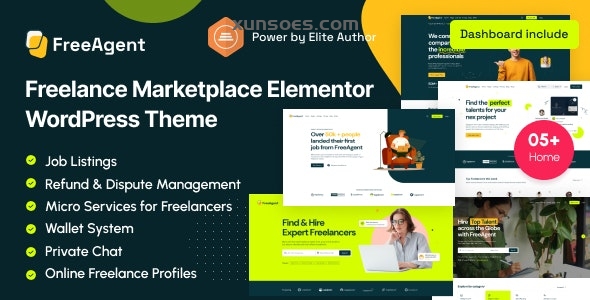 FreeAgent Freelance Marketplace Elementor WordPress Theme 1.0 GPL Theme