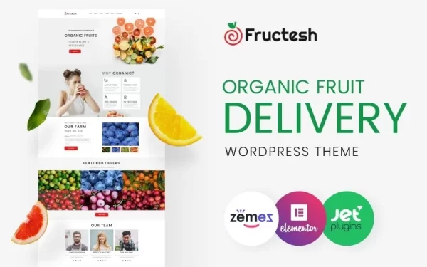 Fructesh Organic Fruits Delivery Multipurpose Modern WordPress Elementor Theme WordPress Theme 1.0.1 GPL Theme
