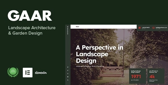 Gaar Landscape Architecture Garden Design WP Theme 1.0.0 GPL Theme