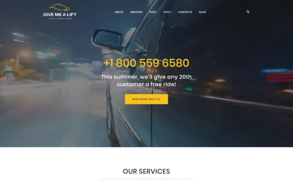 Give Me A Lift Transportation Taxi Services WordPress Theme 1.0.0 GPL Theme