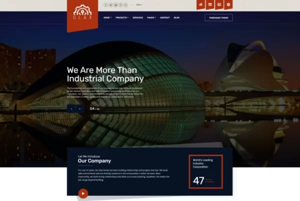 Glax | Industry WordPress Theme 1.4 GPL Theme