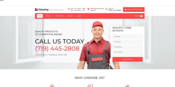 Glazzing Window Installation Services WordPress Theme 1.0.0 GPL Theme