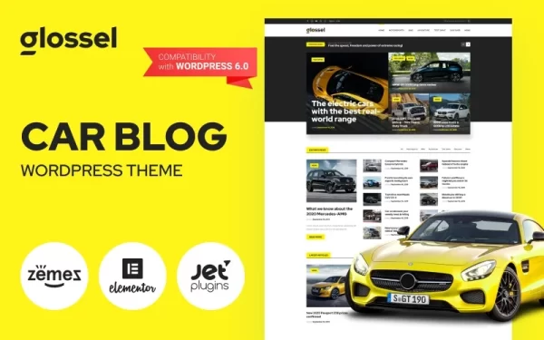 Glossel Car Blog Website Template based on WordPress Elementor Theme WordPress Theme 1.0.0 GPL Theme