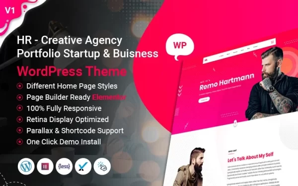 HR Creative Agency Portfolio Startup Business WordPress Theme 1.0 GPL Theme