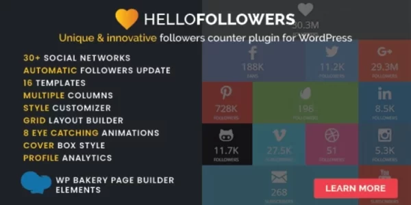 Hello Followers Social Counter Plugin for WordPress 2.5 GPL Plugins