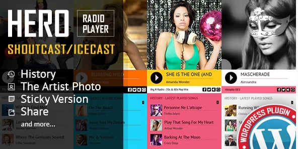 Hero Shoutcast and Icecast Radio Player With History WordPress Plugin 4.4 GPL Plugins