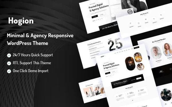 Hogion Minimal Agency Responsive WordPress Theme 1.0.0 GPL Theme