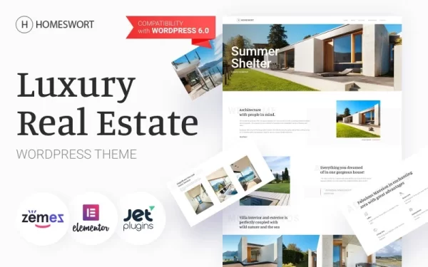Homeswort Luxury Real Estate WordPress Elementor Theme WordPress Theme 1.0.2 GPL Theme