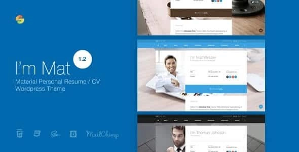 I am Mat Material Personal Resume / CV vCard WordPress Theme 1 GPL Theme