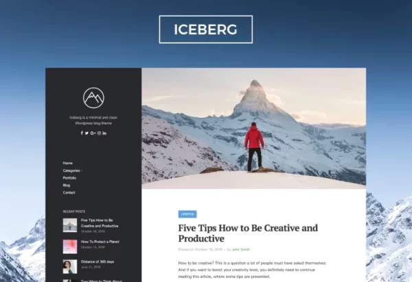 Iceberg Clean Modern WordPress Blog Theme 2.1.1 GPL Theme