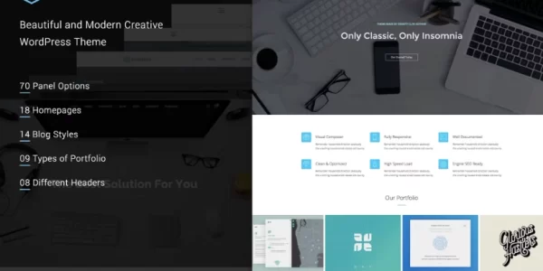 Insomnia Beautiful and Modern Creative WordPress 1.1.7 GPL Theme