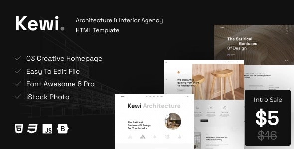 Kewi Architecture Interior Agency WordPress Theme 1.0 GPL Theme