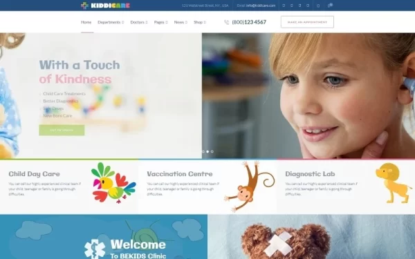 KiddiCare Pediatric Clinic WordPress Theme 1.0.0 GPL Theme