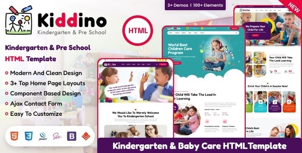 Kiddino Kids Kindergarten WordPress Theme 1.0.0 GPL Theme