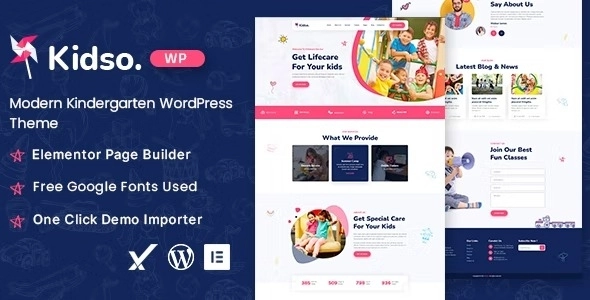 Kidso Modern Kindergarten WordPress Theme 1.0.0 GPL Theme