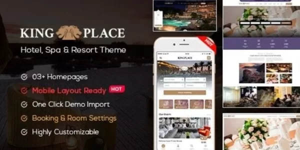 KingPlace Hotel Booking, Spa Resort WordPress Theme (Mobile Layout Ready) 1.2.9 GPL Theme