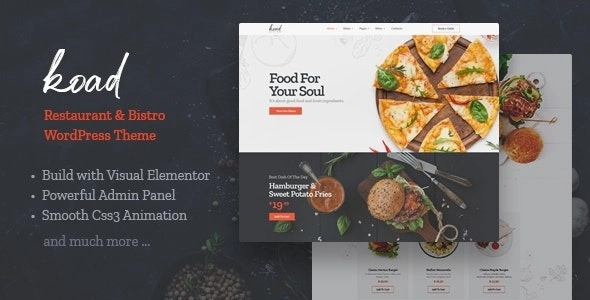 Koad Restaurant Bistro WordPress Theme 1.0 GPL Theme