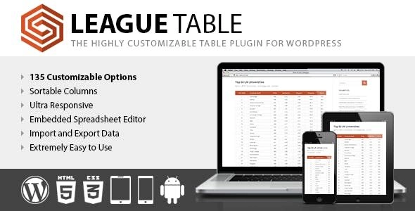 League Table 2.18 GPL Plugins