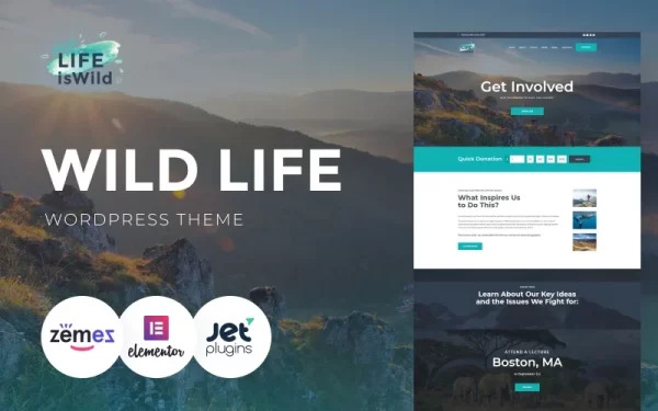 LifeisWild Wild Life WordPress Theme 1.0.1 GPL Theme
